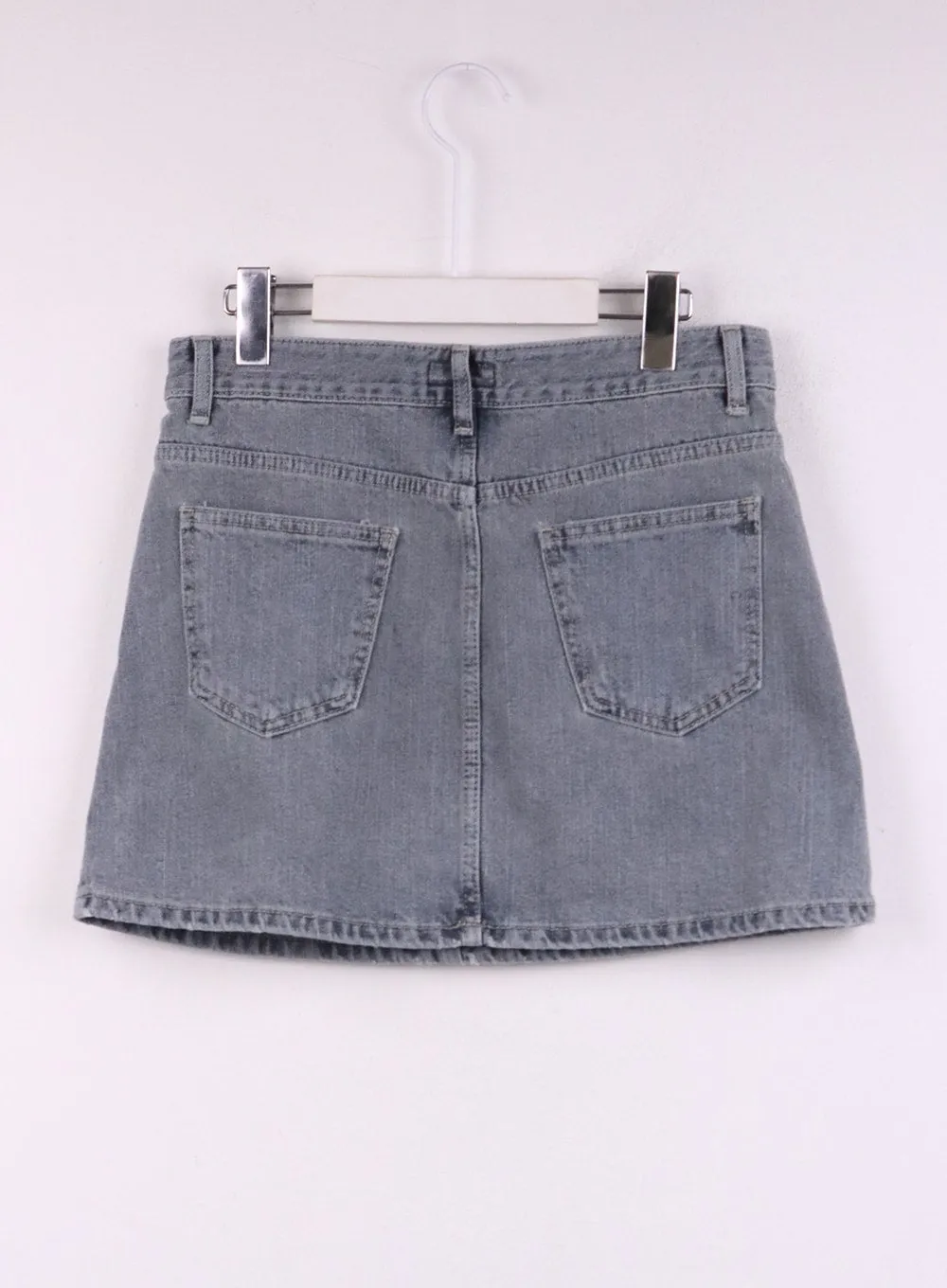 Denim Mid Waist Solid Skirt CJ429