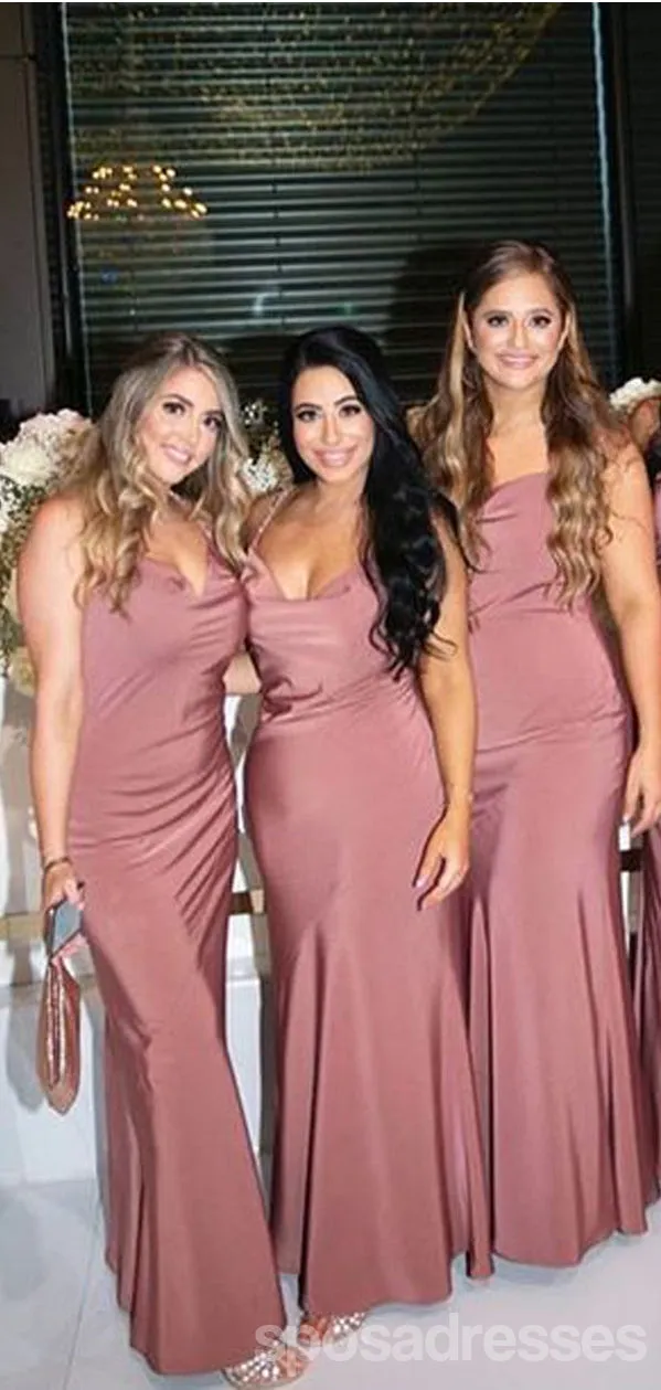 Dusty Rose Mermaid Spaghetti Straps Long Bridesmaid Dresses Online,WG1256