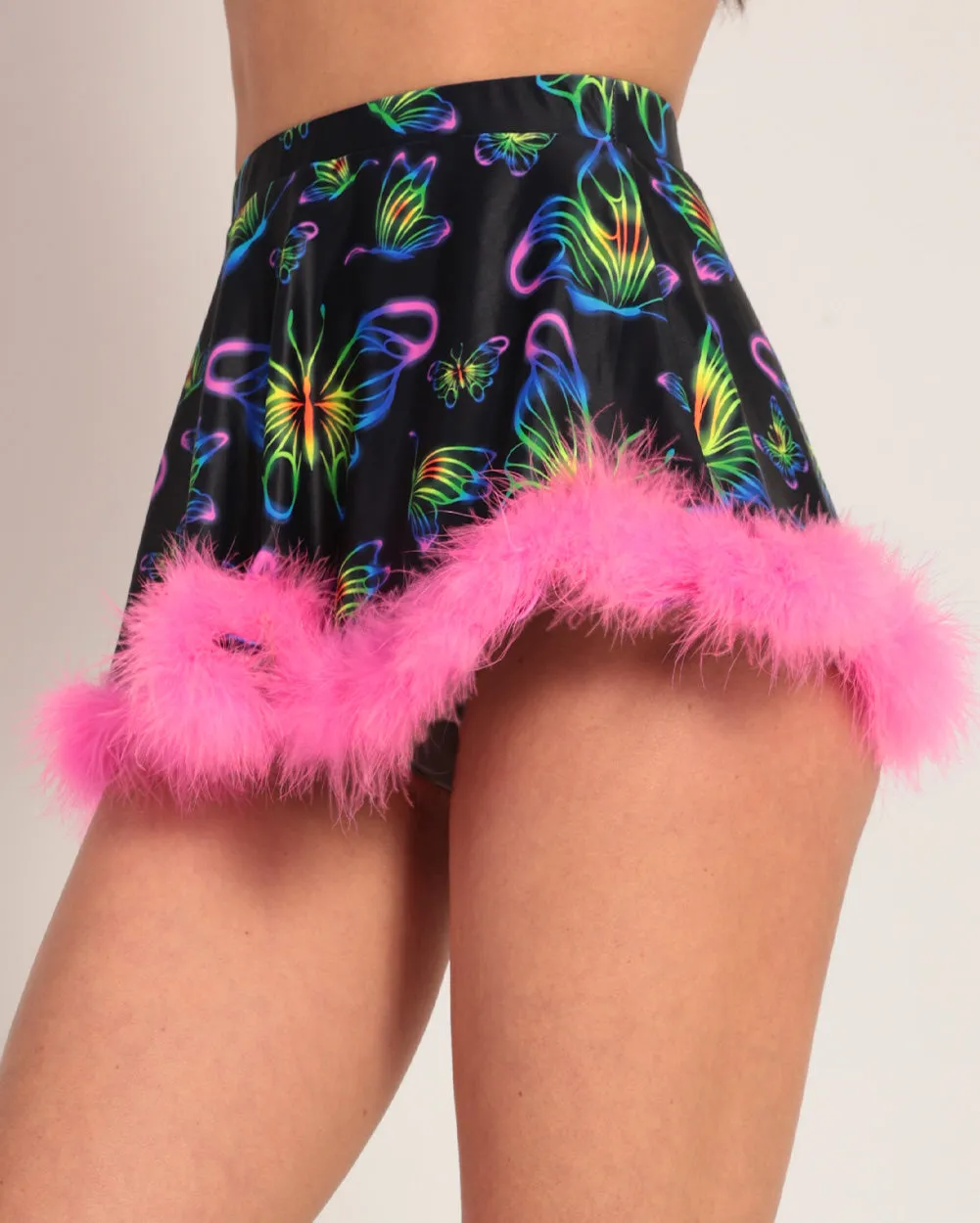 Euphoric Butterflies Marabou Mini Skirt