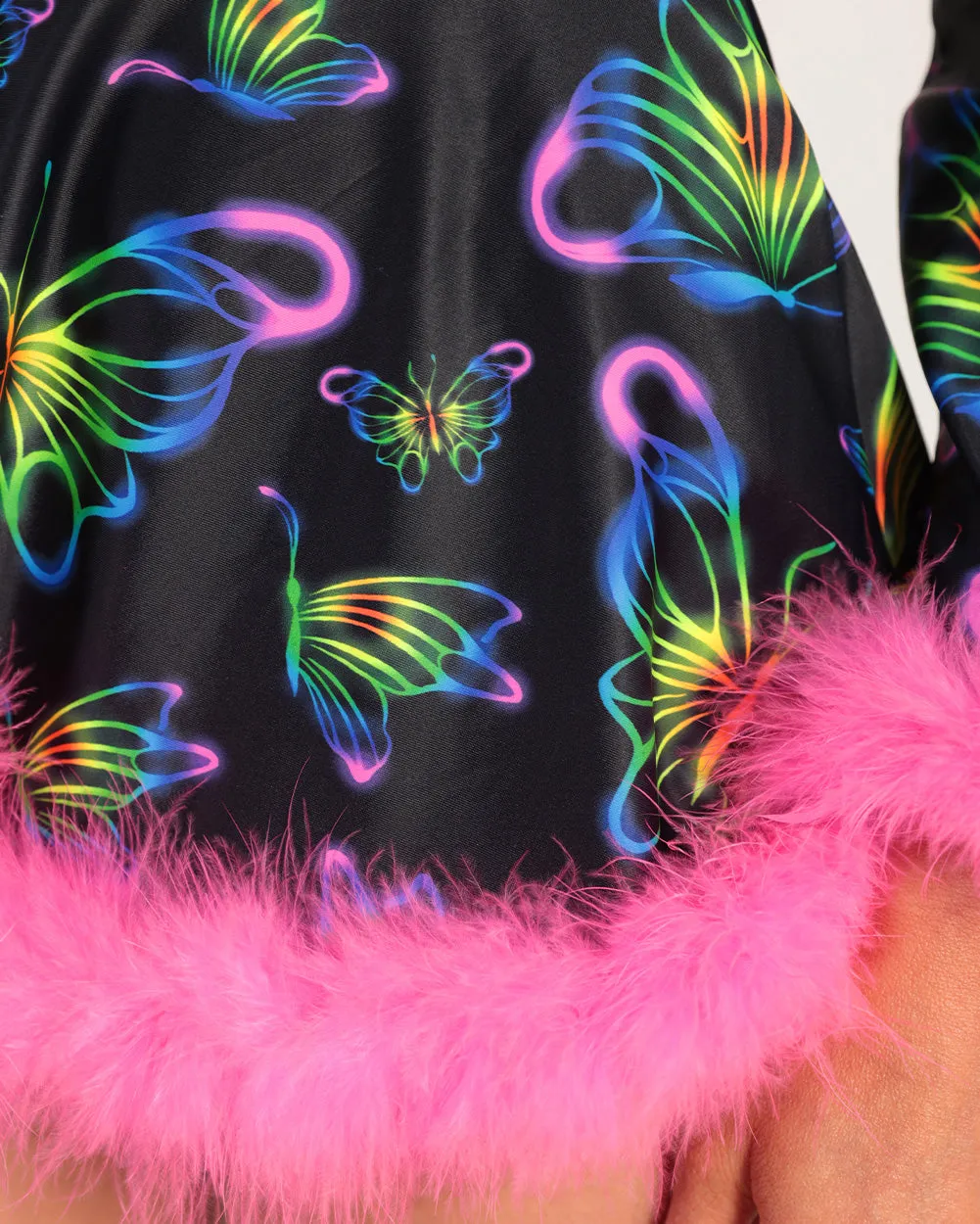 Euphoric Butterflies Marabou Mini Skirt