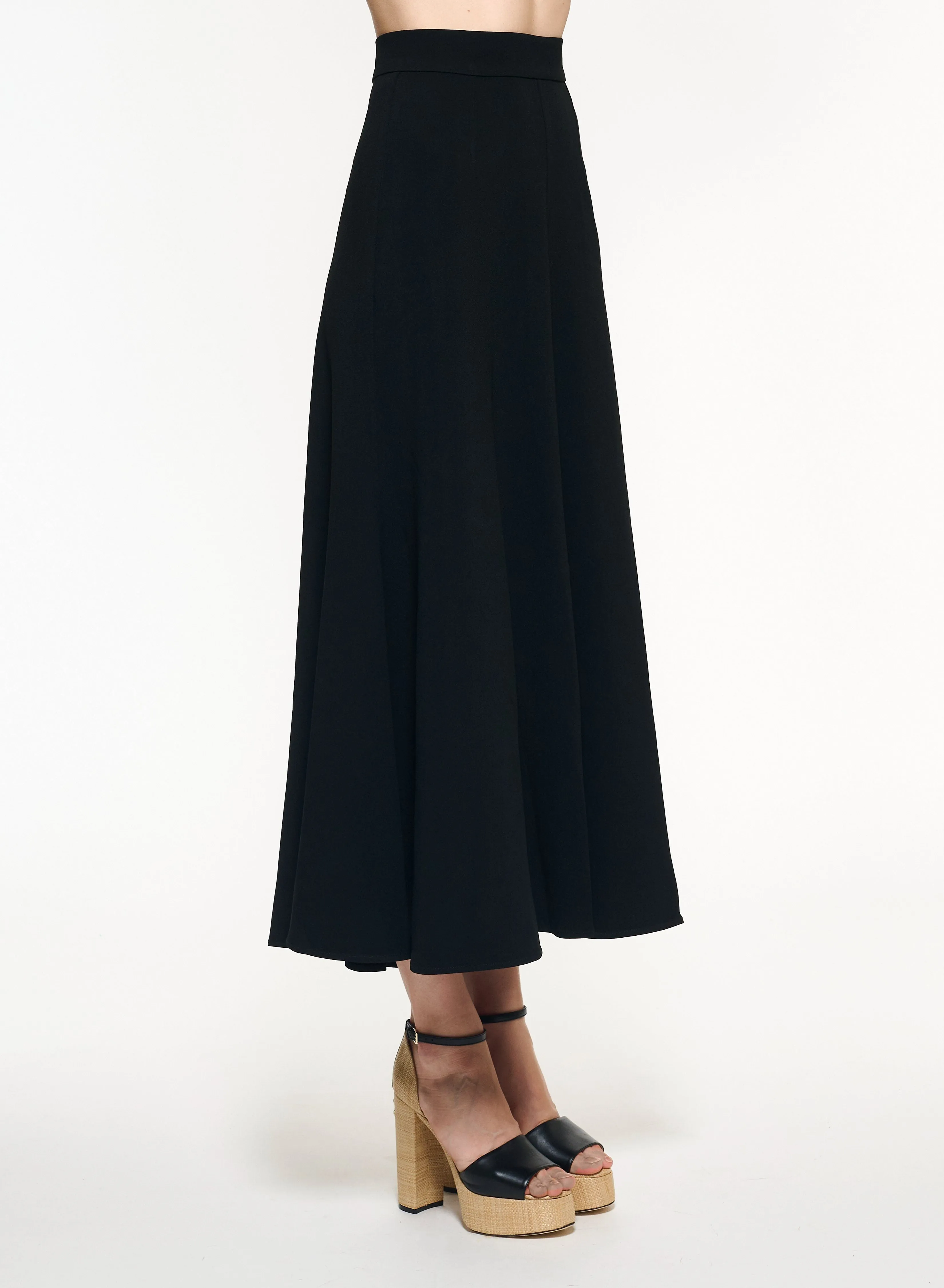 Flared Cady Midi Skirt