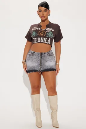 For Your Record Denim Micro Mini Skirt - Grey