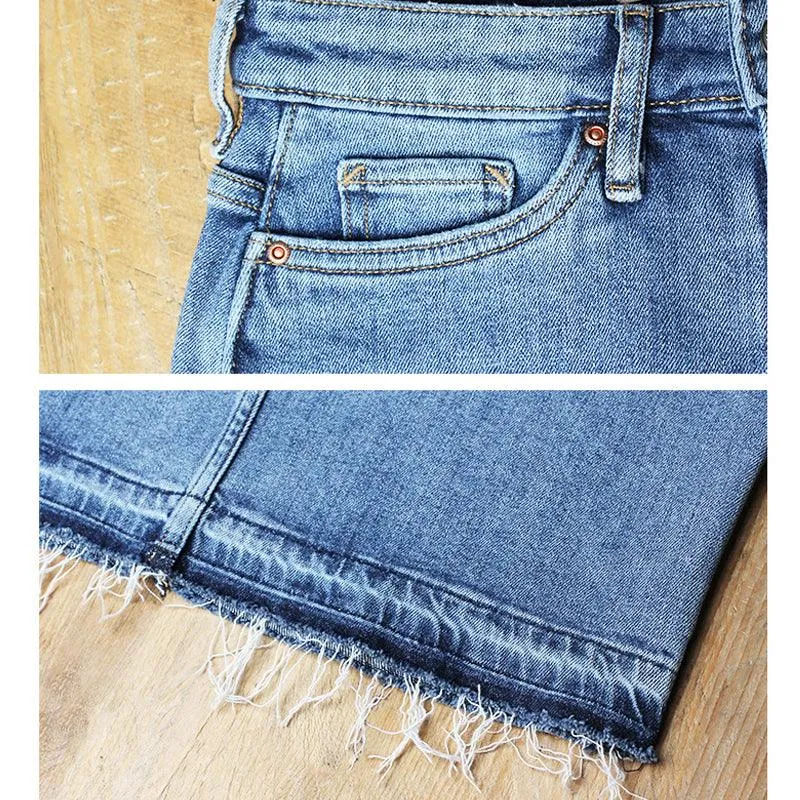 FRAYED HEM DENIM SKIRT