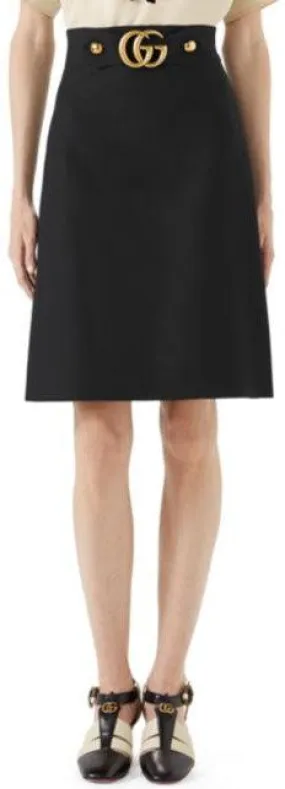 'GG' Logo Mini Skirt, Black