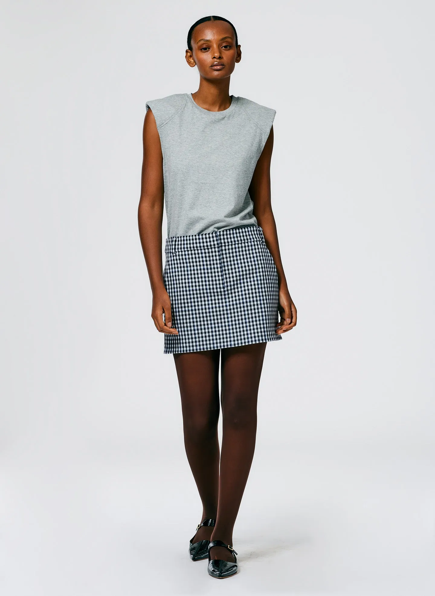 Gingham Suiting Mini Trouser Skirt