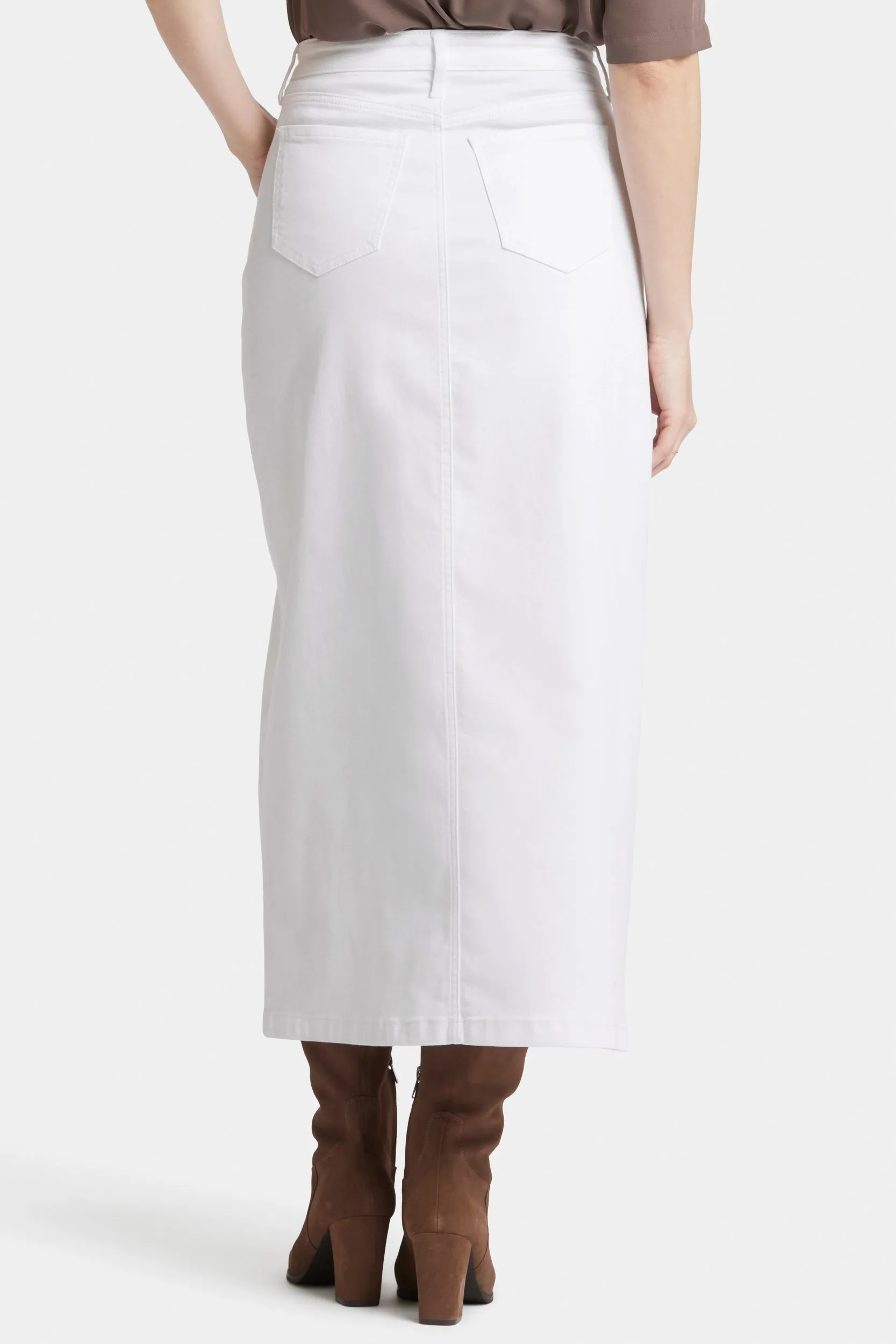 High Rise Long Skirt Wit Gekleurde Denim | Optic White