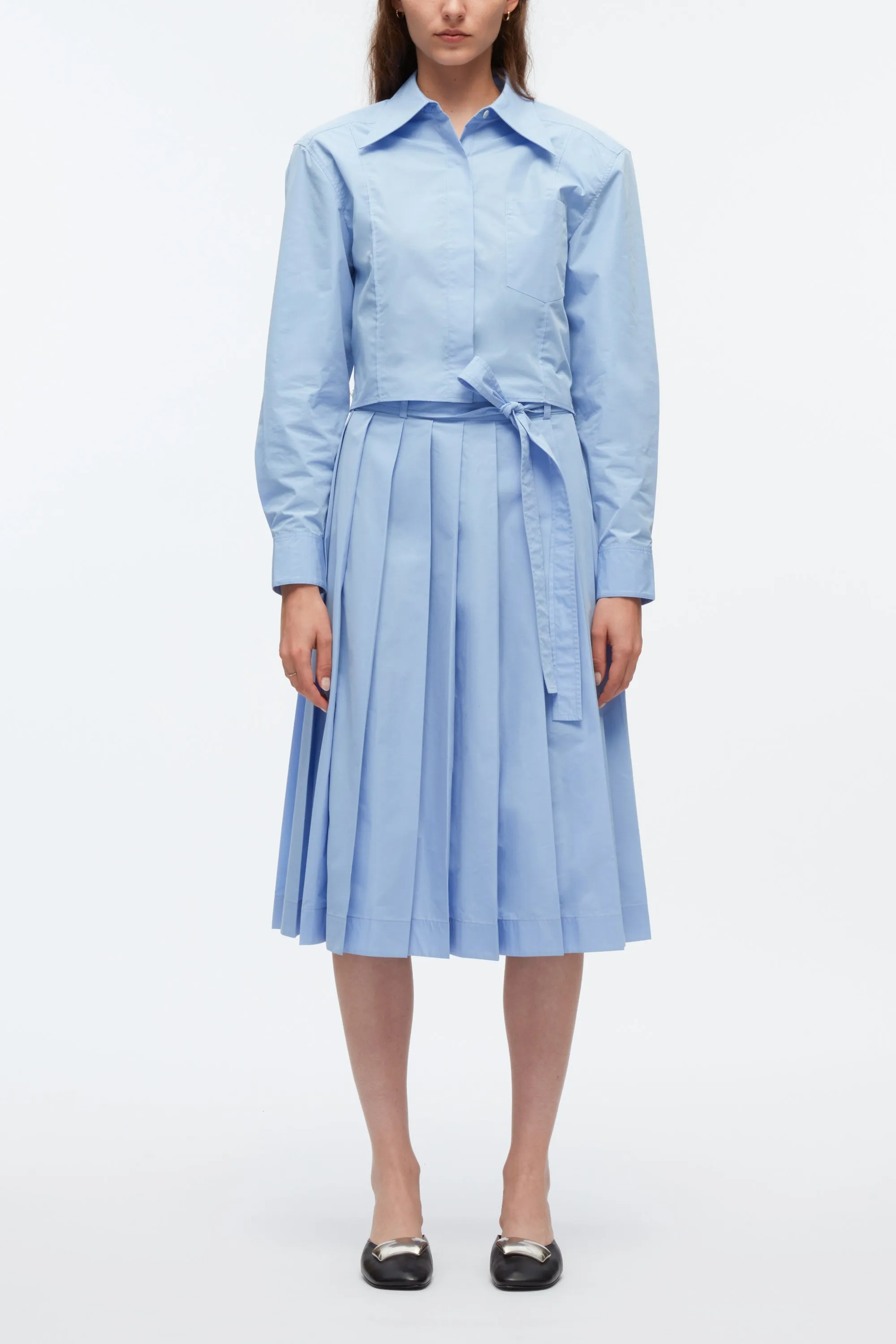 Knife Pleat Belted Skirt