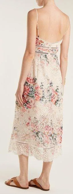 'Laelia' Floral-Print Broderie-Anglaise Dress