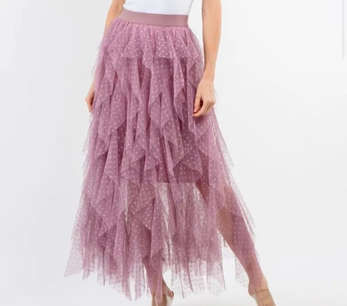 Layered Tulle Midi Skirt