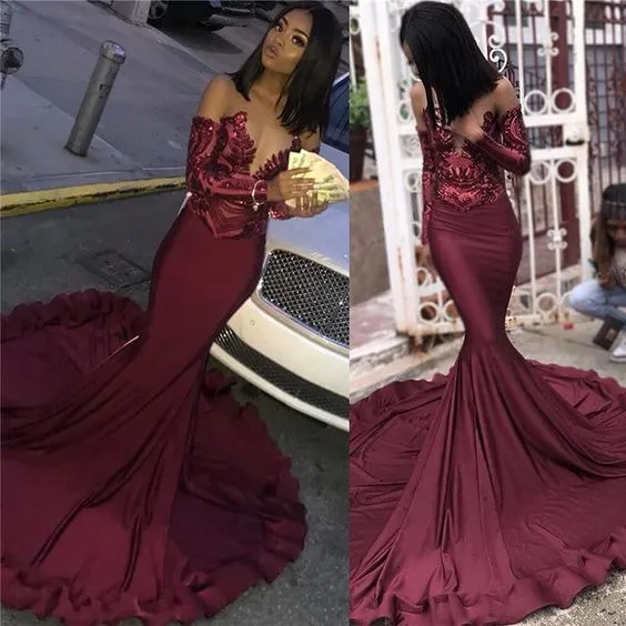 Long Evening Dresses Mermaid Black Girl Prom Dress SH463