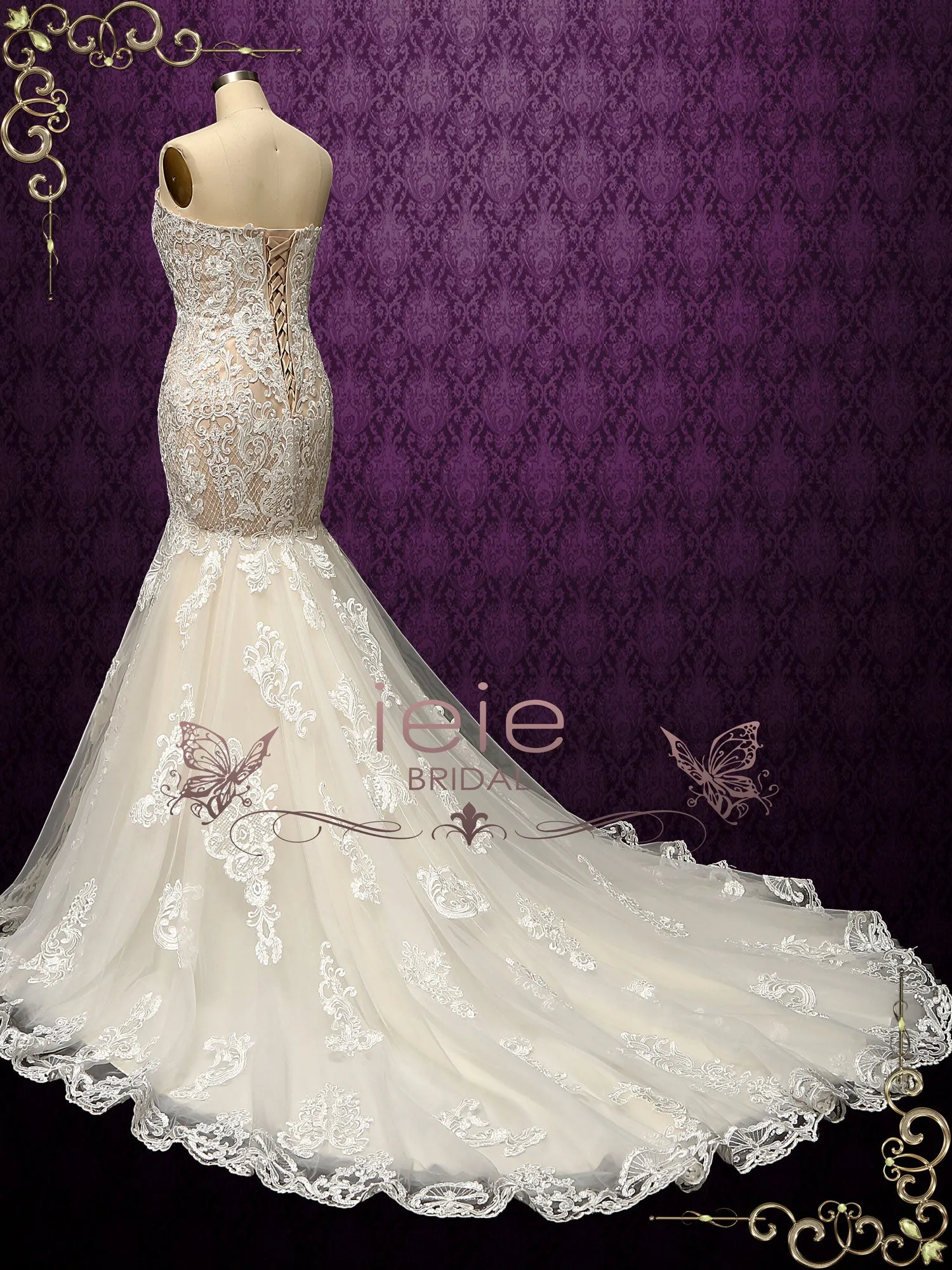 Luxurious Strapless Lace Mermaid Wedding Dress ALESSIA