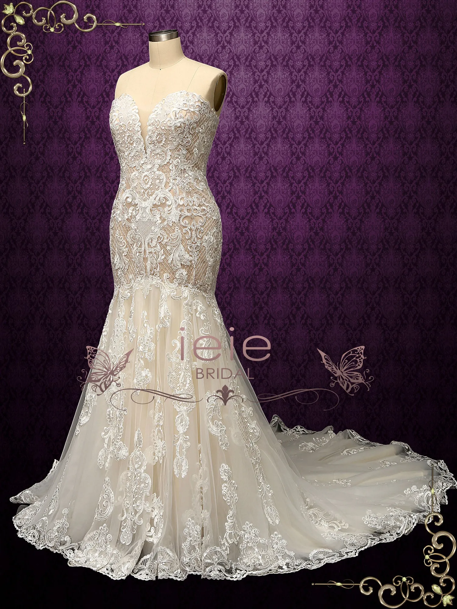 Luxurious Strapless Lace Mermaid Wedding Dress ALESSIA