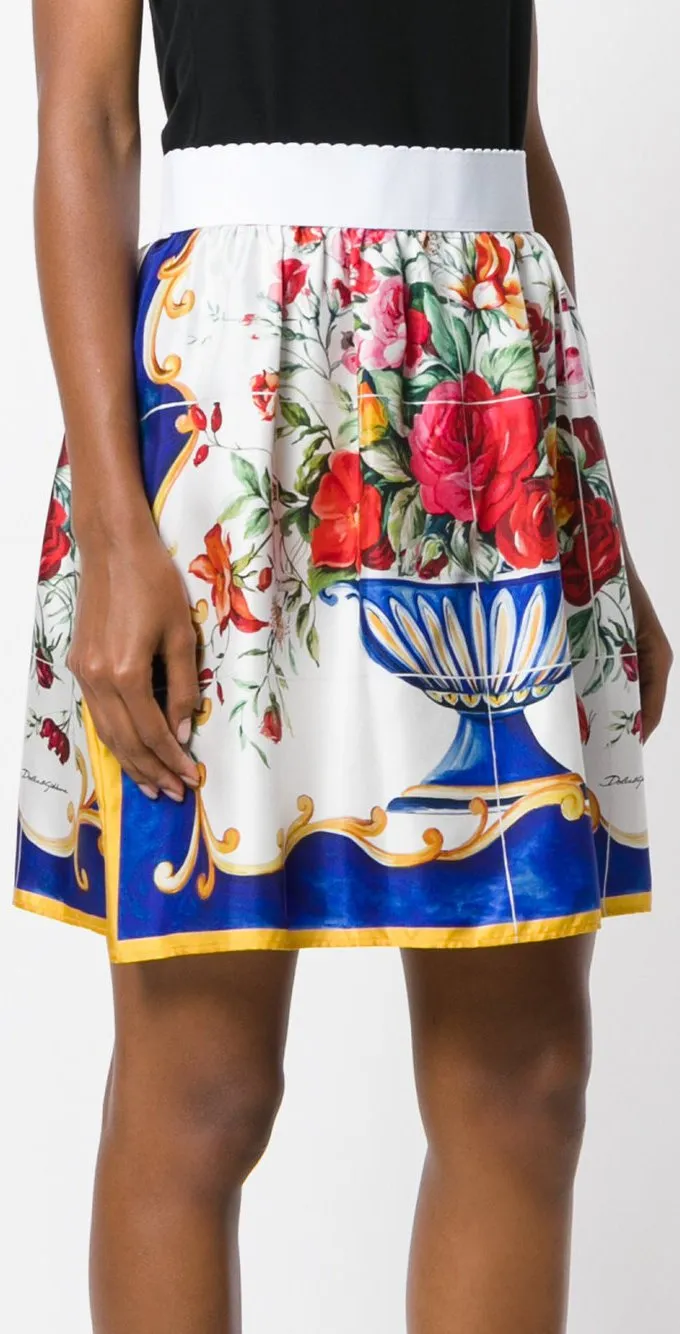 'Majolica' Print Skirt