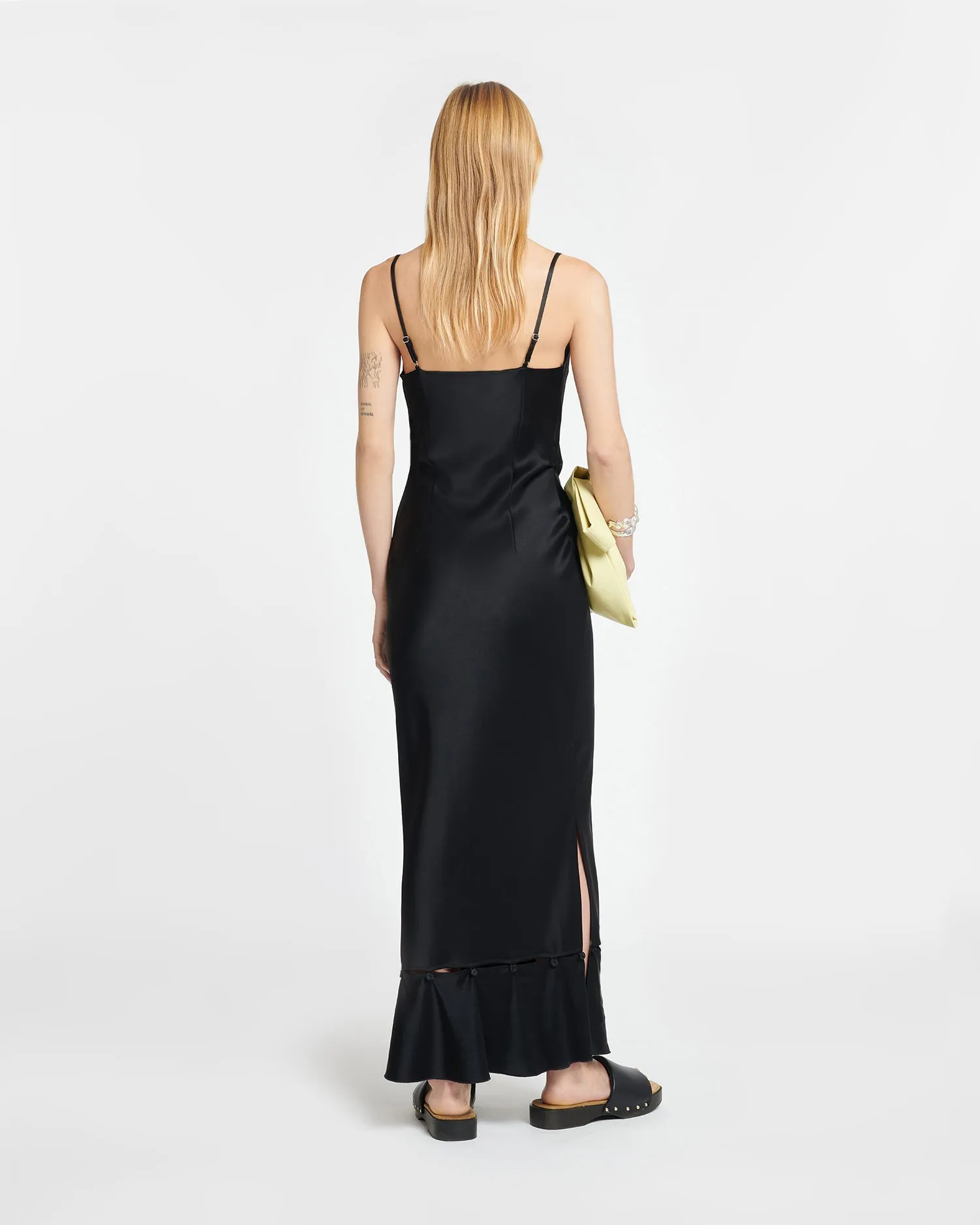 Renny - Slip Satin Maxi Dress - Black