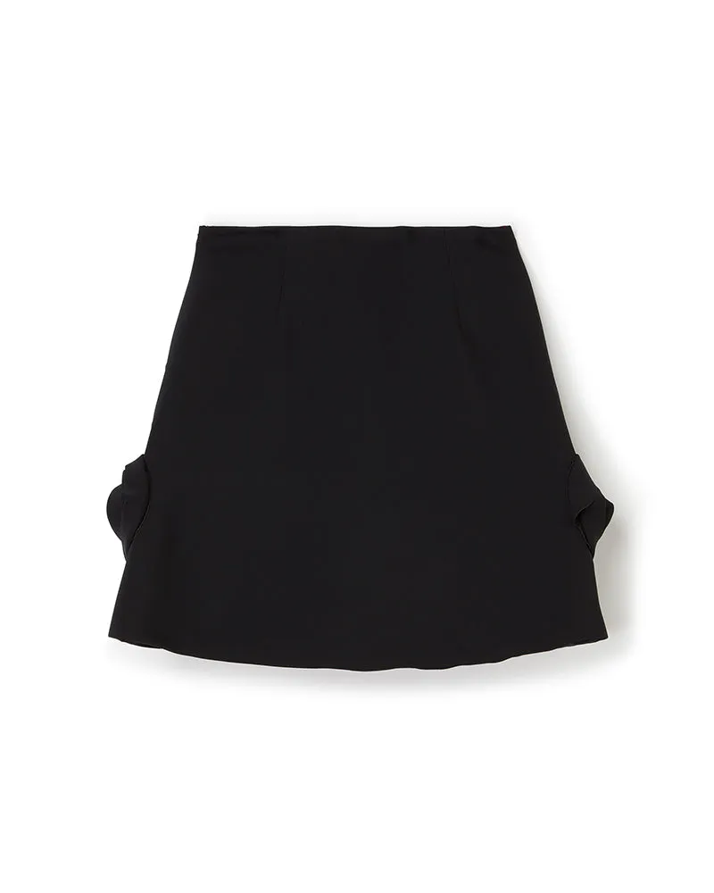 ROSE APPLIQUE BLACK MINI SKIRT