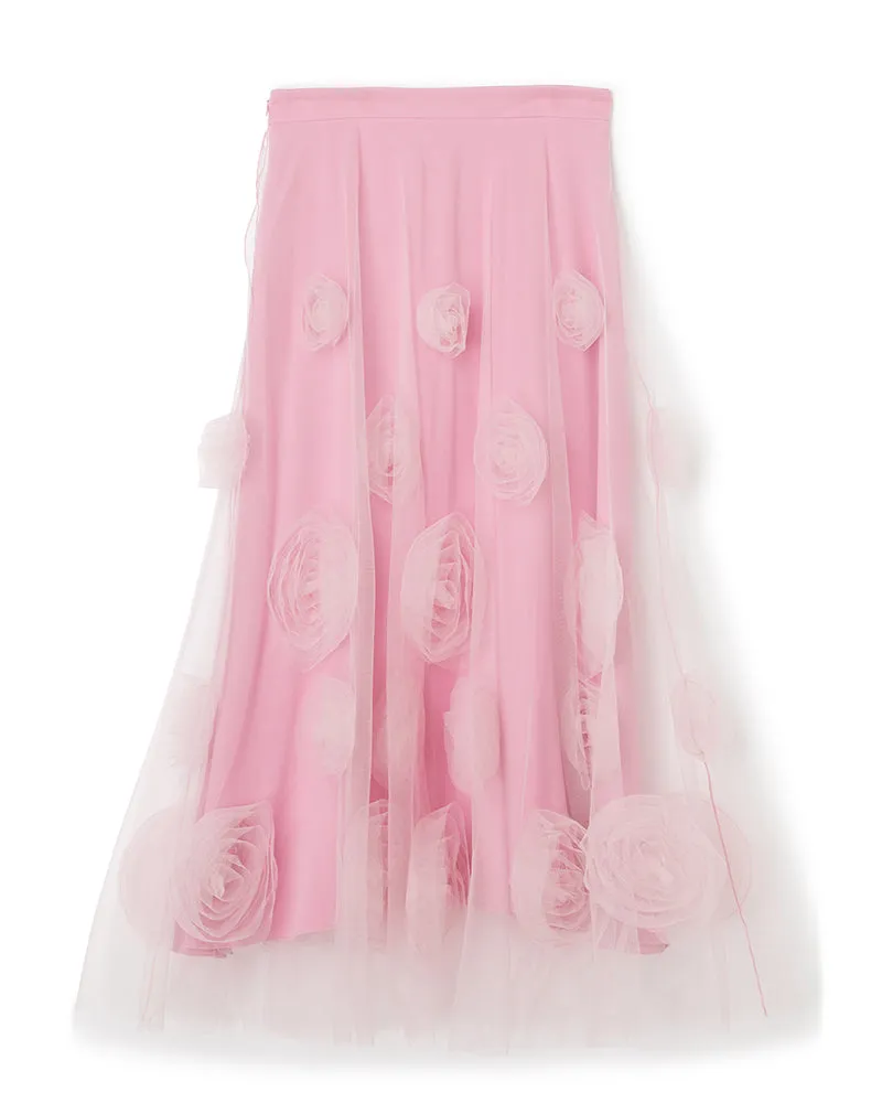 ROSE APPLIQUE MIDI SKIRT