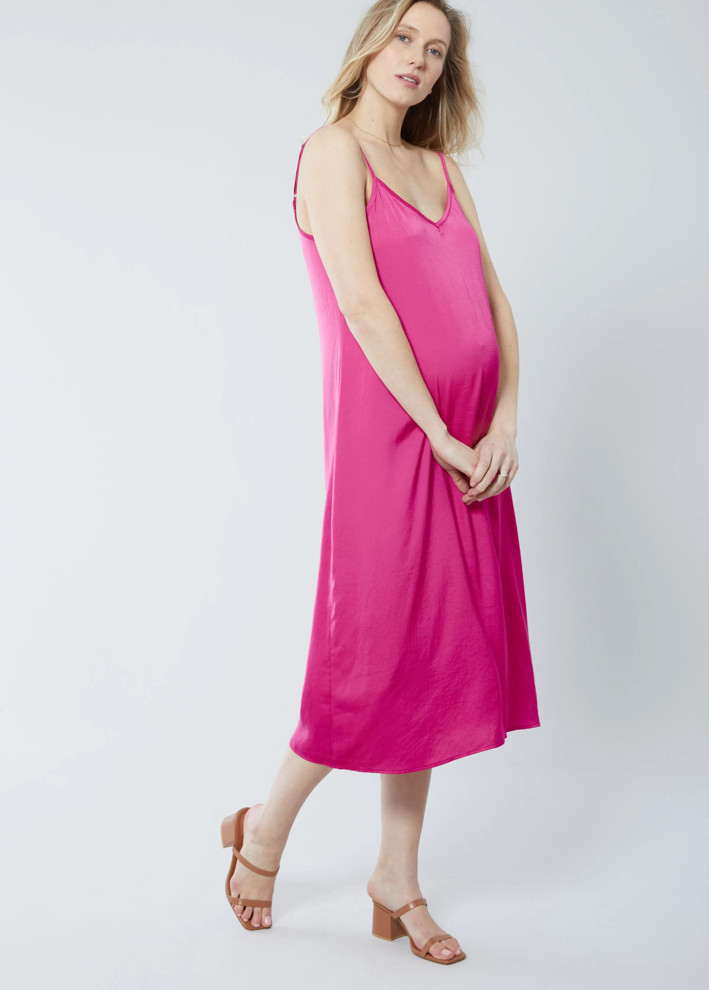 Satin Slip Maternity Dress