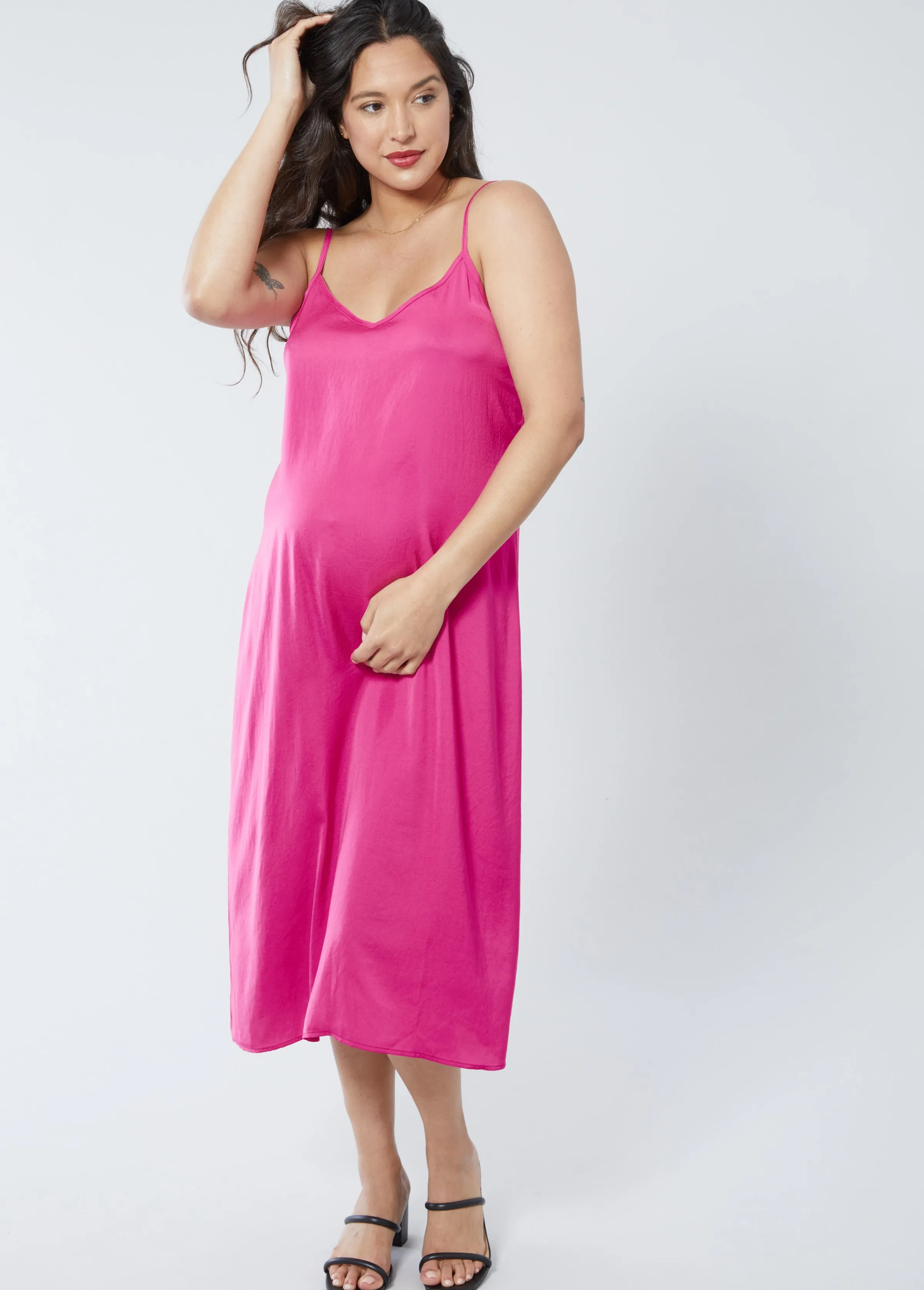 Satin Slip Maternity Dress