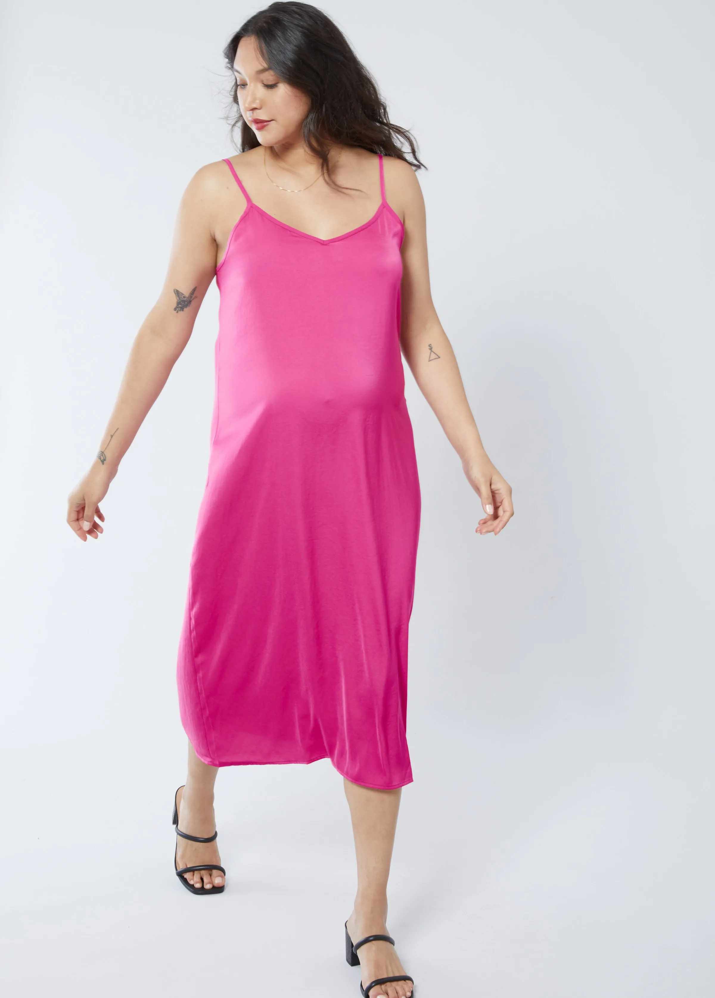 Satin Slip Maternity Dress