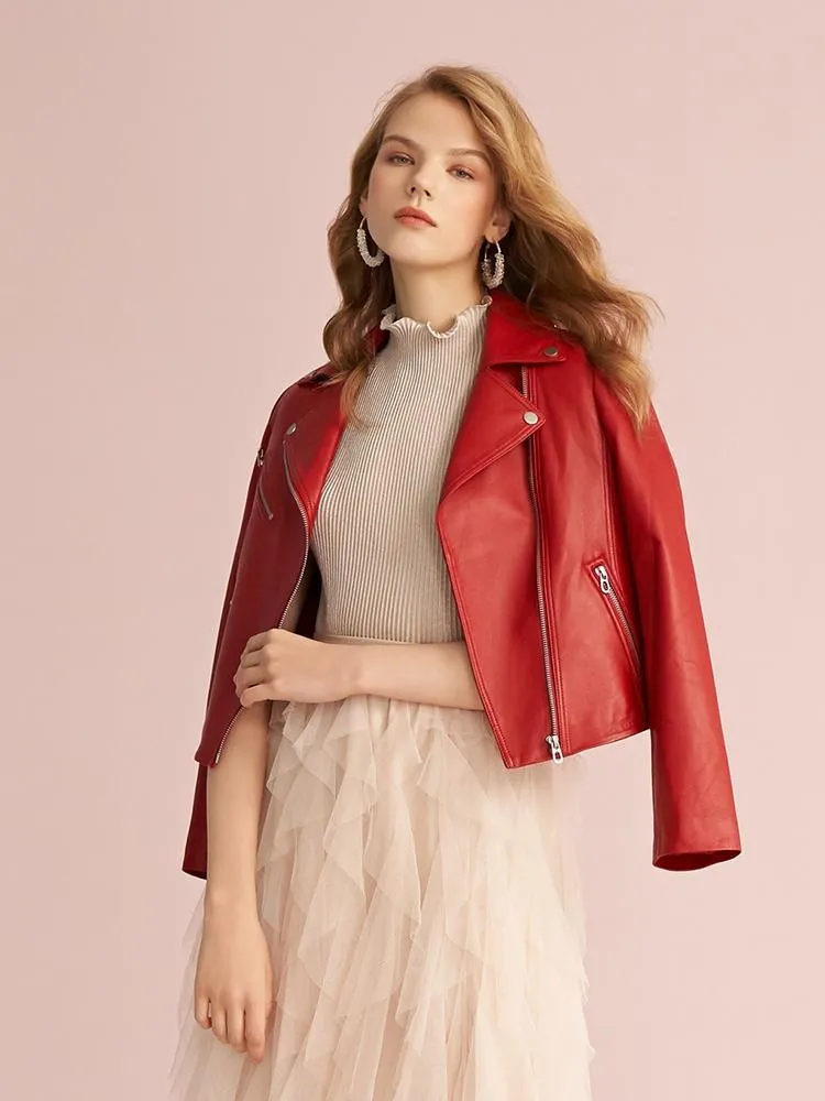 Sheepskin Lapel Crop Women Jacket For Dresses