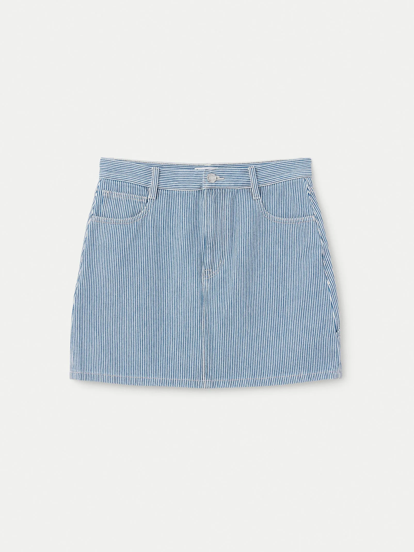 The Carpenter Mini Denim Skirt in Cobalt