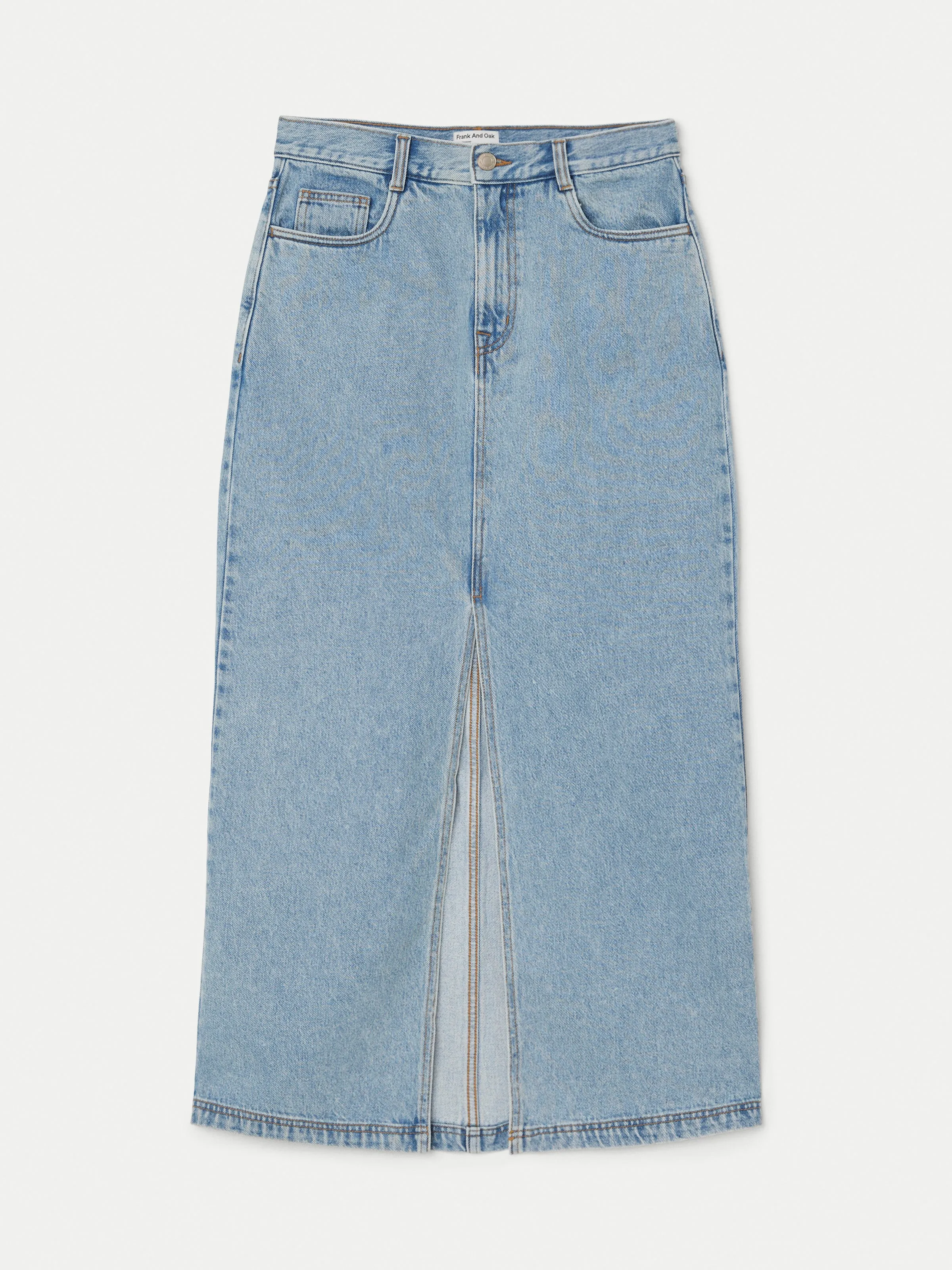 The Denim Long Skirt in Light Indigo