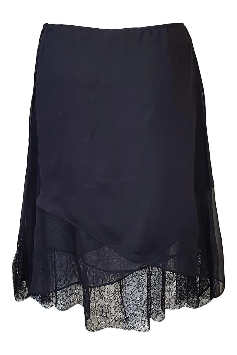 VALENTINO Black Silk and Lace Mini Skirt (M)