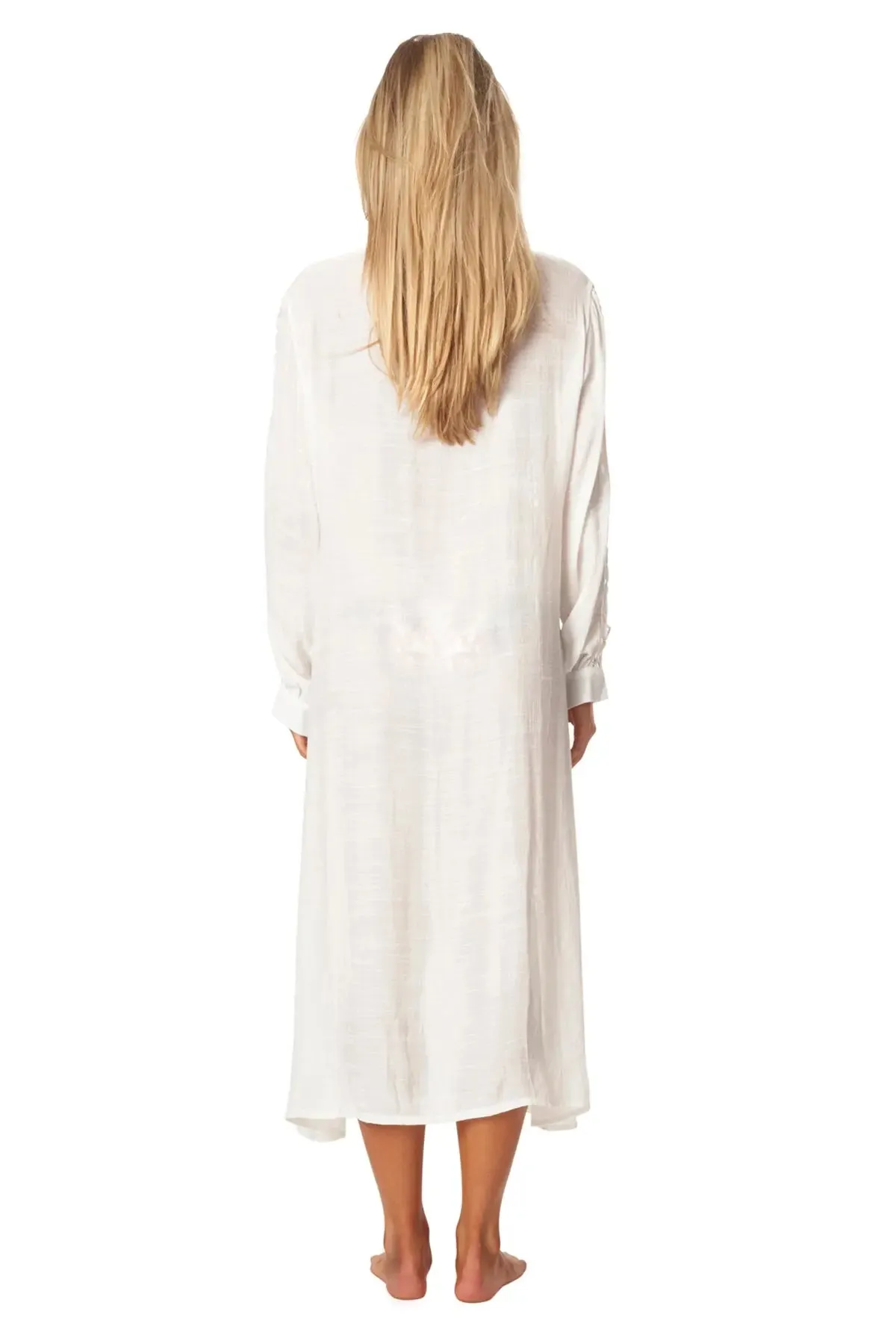 Women Loose Long Sleeve Shirt Dress Swimsuit Cover Ups