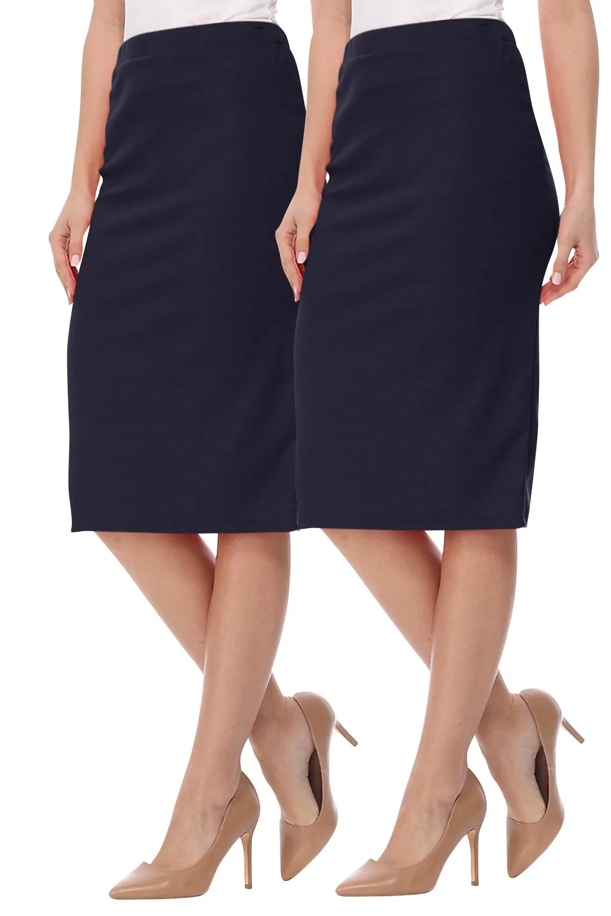 Women's Casual High Waist Stretch Pencil Skirt(Pack of 2)