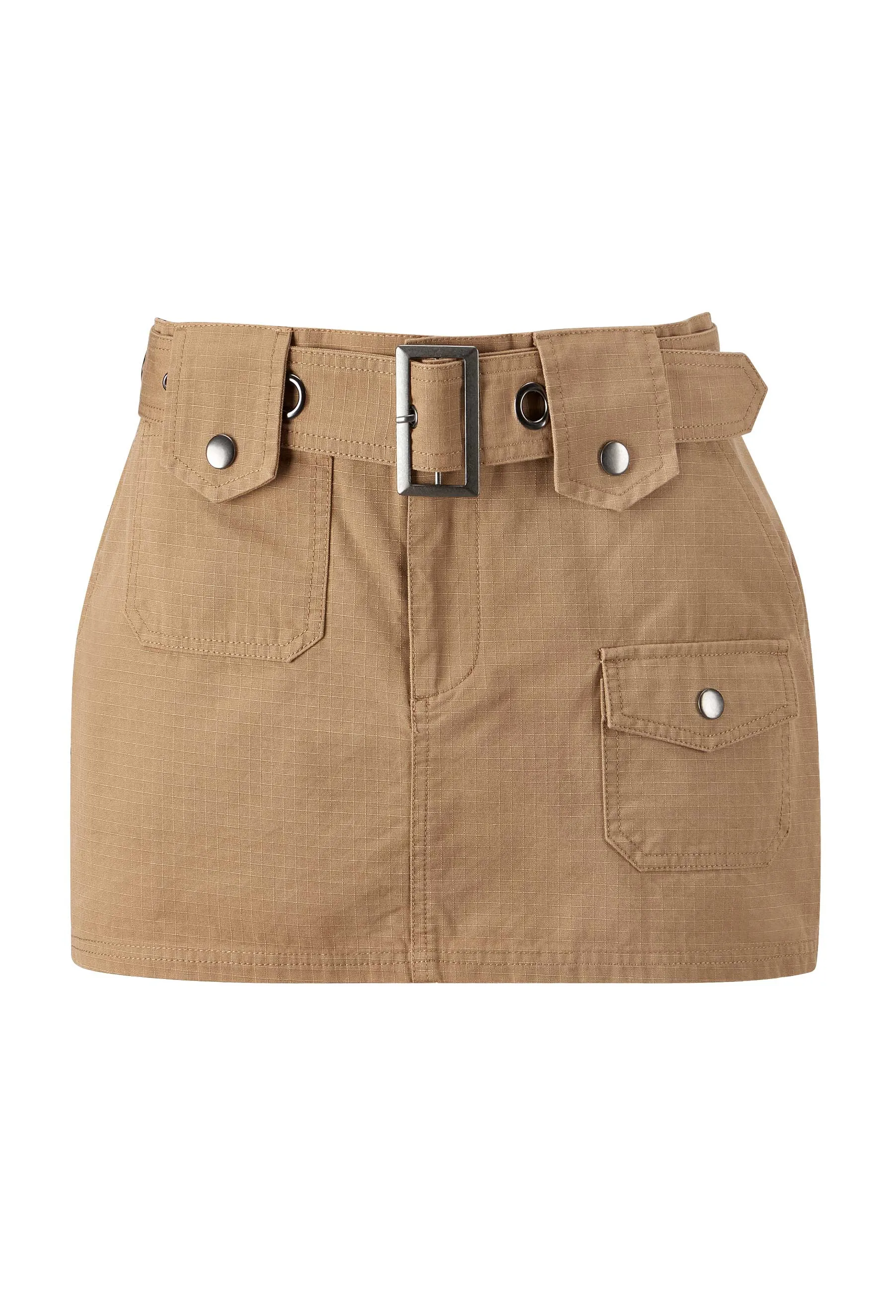 Womens Geisha Girl Cargo Mini Skirt - Brown